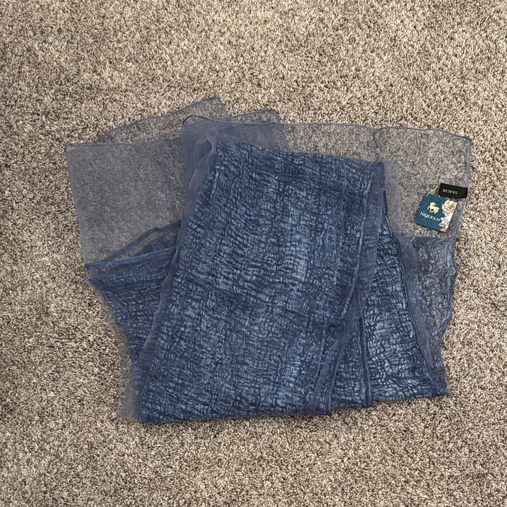 NWT SAACHI Sheer Blue Scarf
